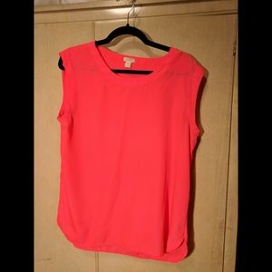 J Crew Neon Red Sleeveless Blouse
